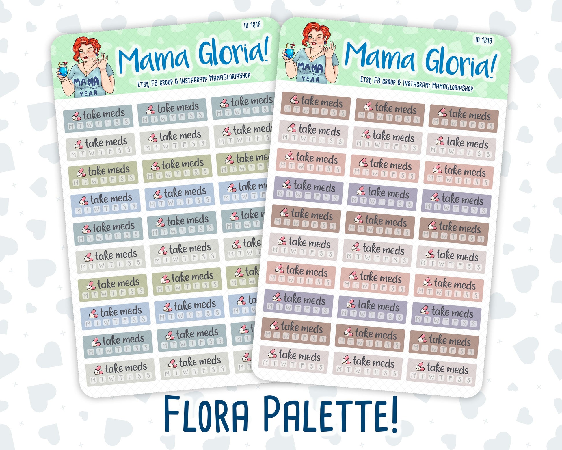 Take Meds Tracker - Flora Palette - Stickers For Planners, ID 1818, 1819