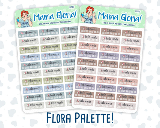 Take Meds Tracker - Flora Palette - Stickers For Planners, ID 1818, 1819