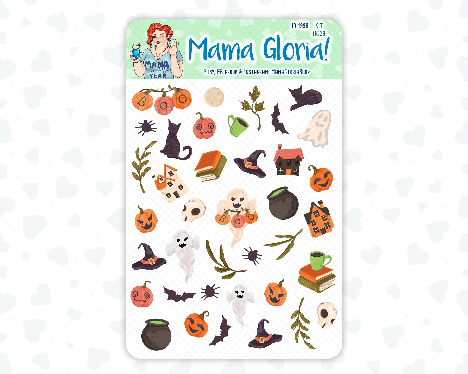 Ghostly Greetings - Halloween - Decorative Stickers For Planners - Erin Condren - Happy Planner ID 1996