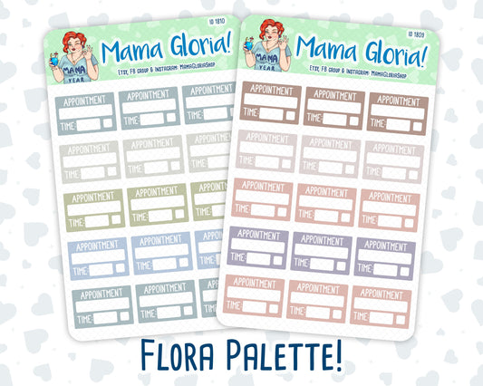 Appointments half boxes - Flora Palette - Stickers For Planners, ID 1809, 1810