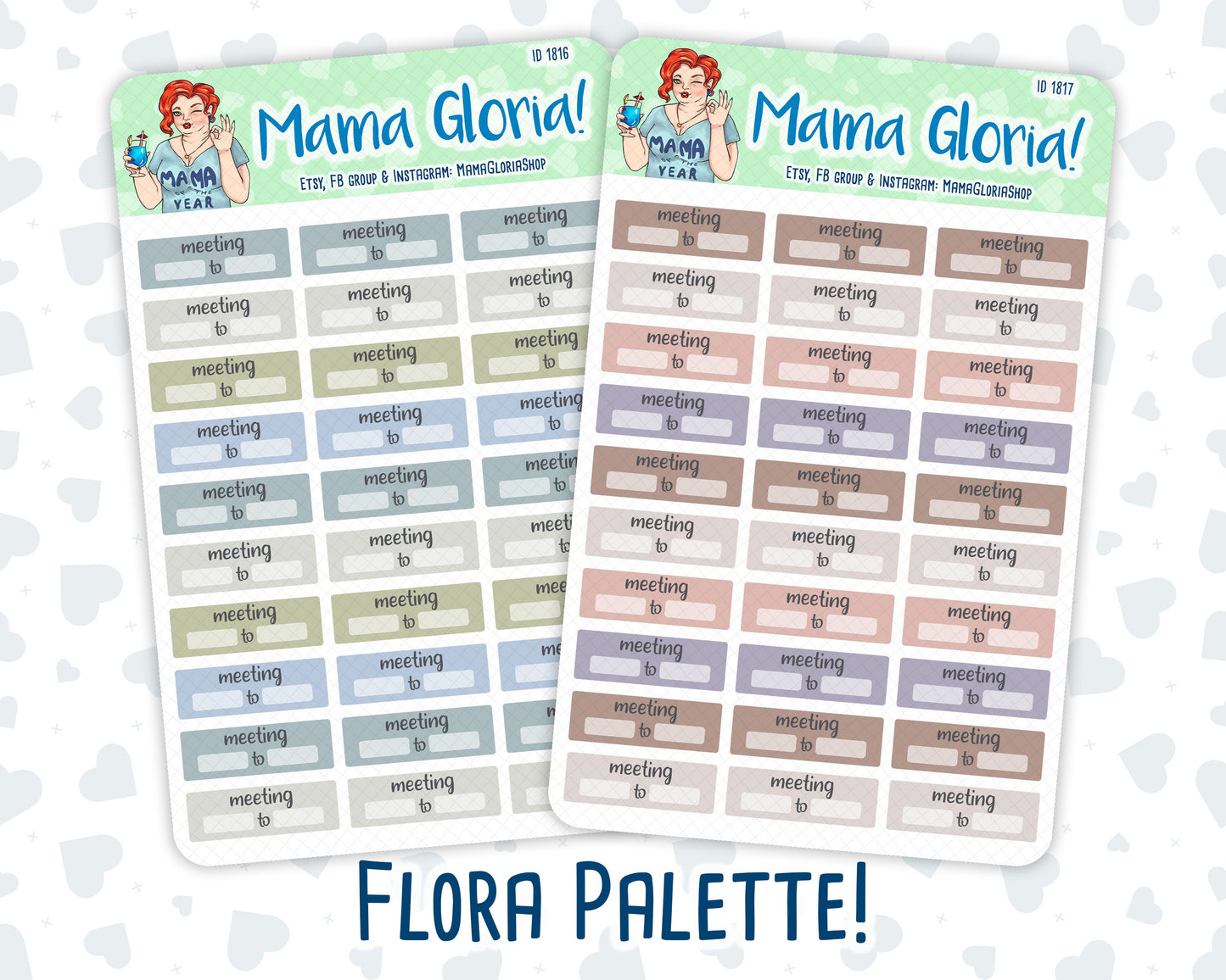 Meeting Tracker - Flora Palette - Stickers For Planners, ID 1816, 1817