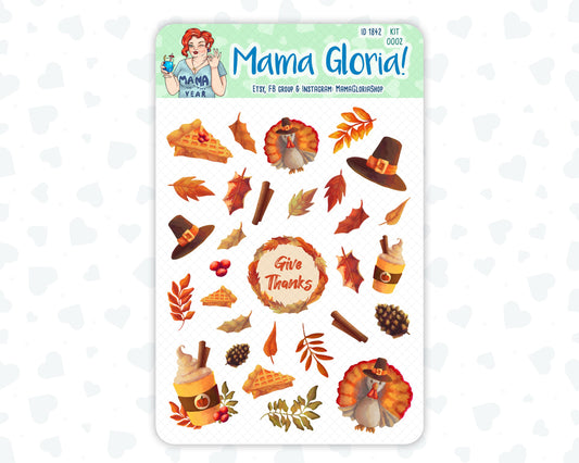 Thanksgiving - Decorative Stickers For Planners - Erin Condren - Happy Planner ID 1842