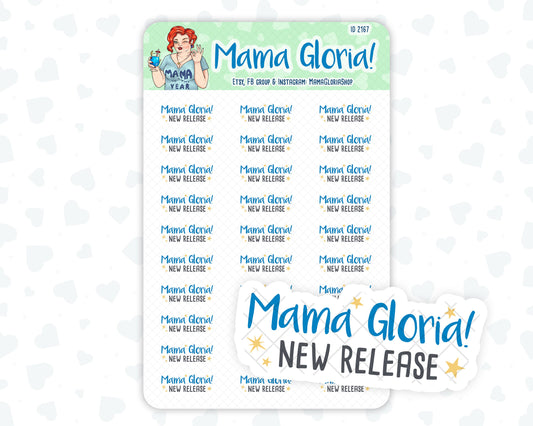 Mama Gloria New Release text script stickers set for planners, ID 2167