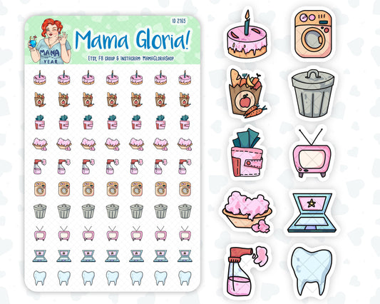 Doodle Icons Planner Stickers Set ID 2165