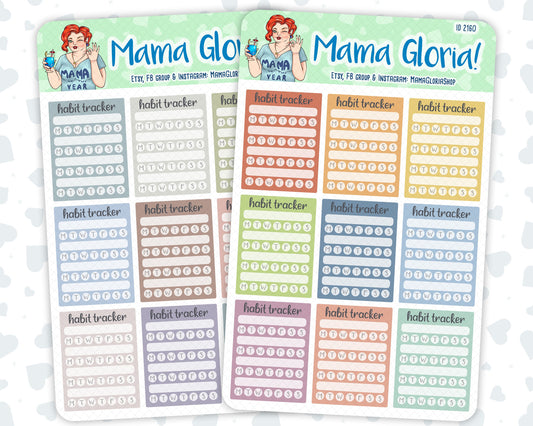 Weekly Habit Tracker - Flora Palette - Stickers For Planners, ID 2159/2160