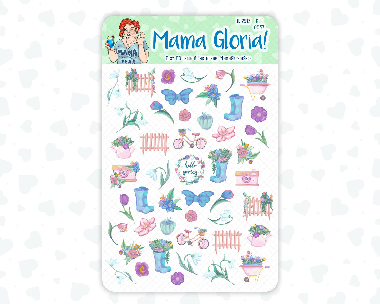 Hello Spring - March - Spring - Decorative Stickers For Planners - Erin Condren - Happy Planner ID 2911