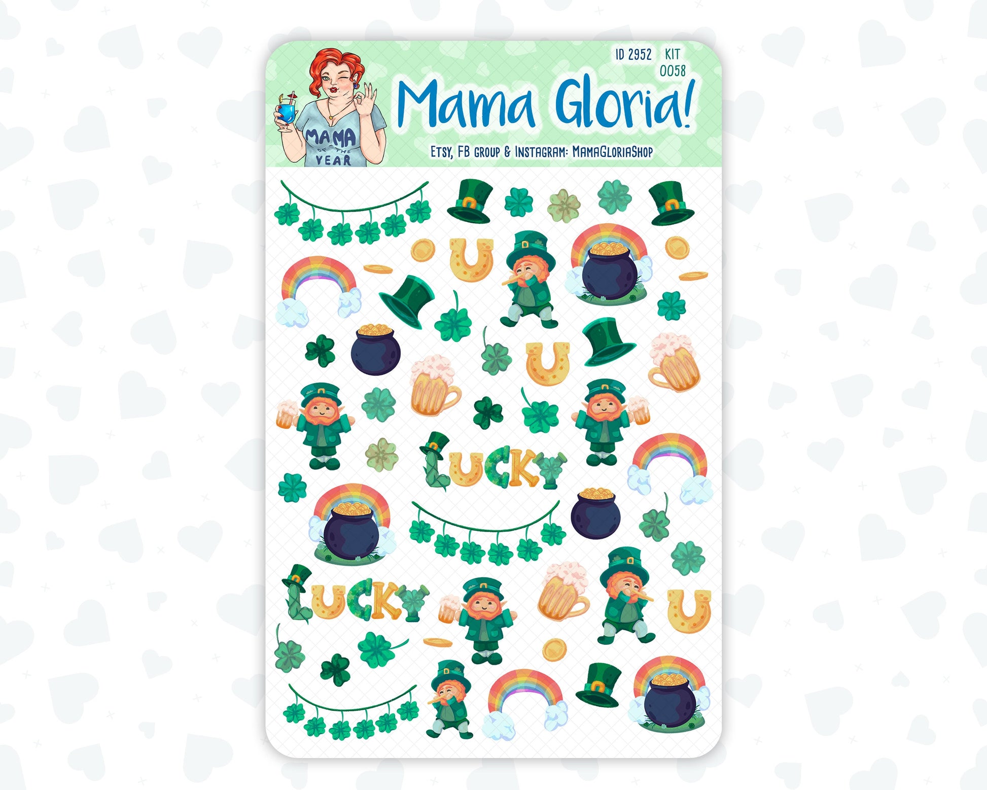 Lucky And Blessed - March - Spring - Patrick's Day - Decorative Stickers For Planners - Erin Condren - Happy Planner ID 2951