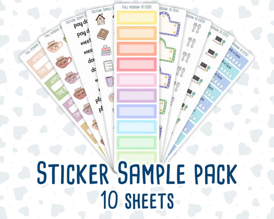 Sticker Sample Pack  (10 Mini Random Sheets For Planner)