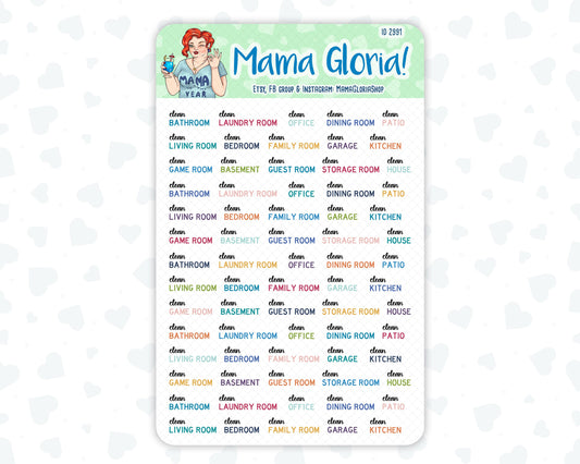 Mixed Cleaning Script  - House Cleaning Stickers - Chore Stickers -  Flora pallet - Stickers for planners, ID 2991