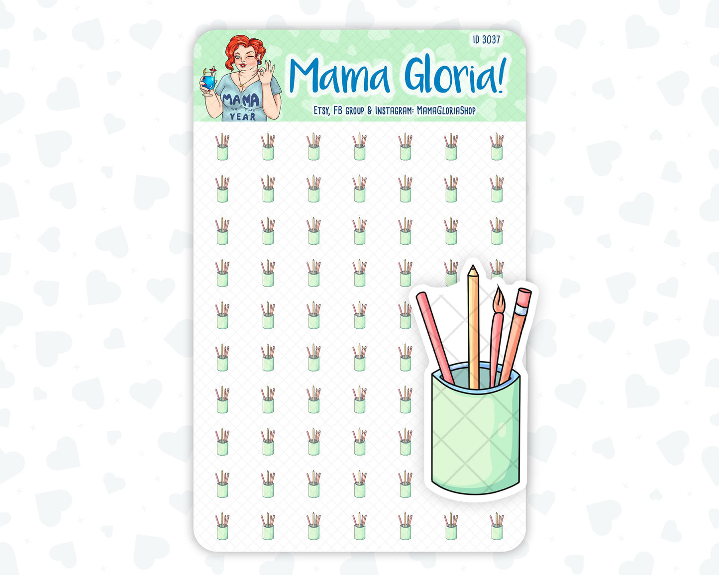 Glass With Pencils - Back To School - Planner Stickers - Icon  - Stickers for planners, ID 3037