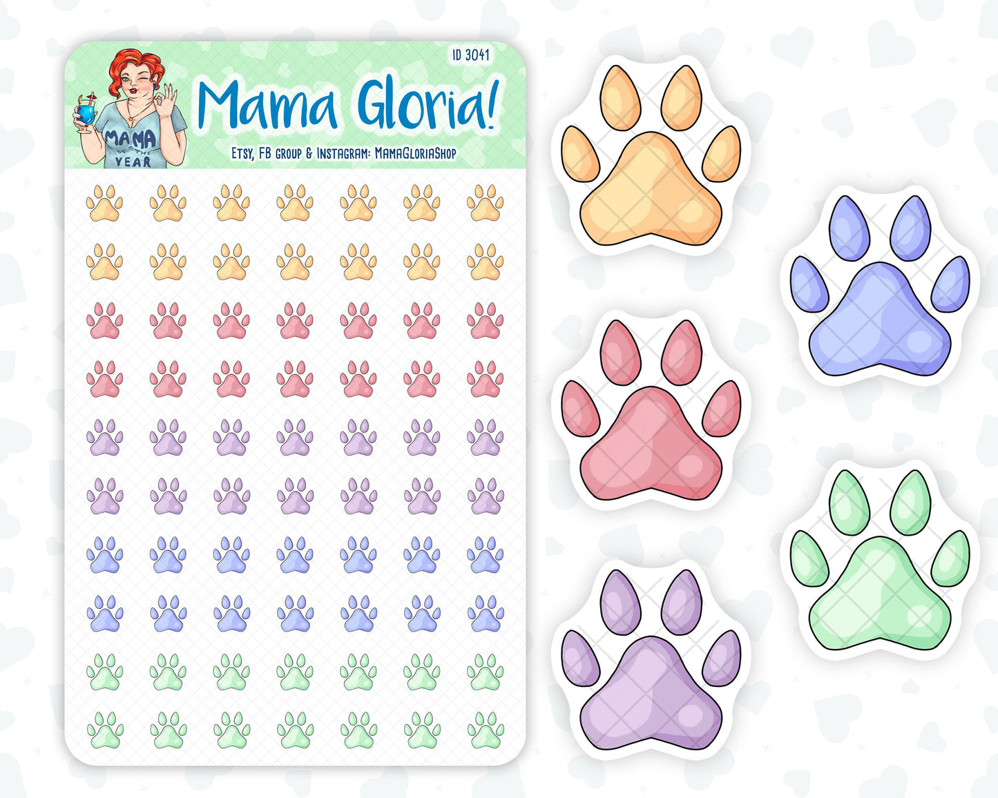 Paw Print- Planner Stickers - Icon  - Stickers for planners, ID 3041