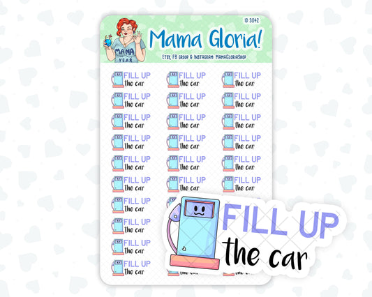 Fill Up The Car - Script - Text - Gas Station - Planner Stickers - Icon  - Stickers for planners, ID 3042