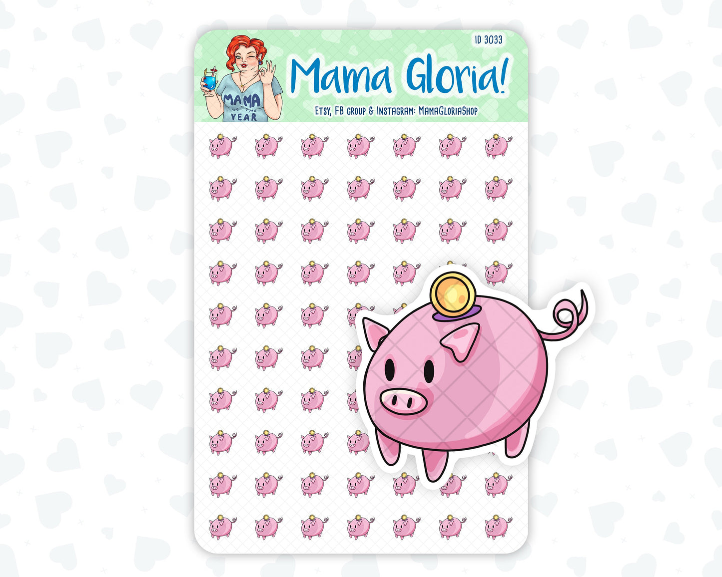 Piggy Bank - Savings - Icon  - Stickers for planners, ID 3033