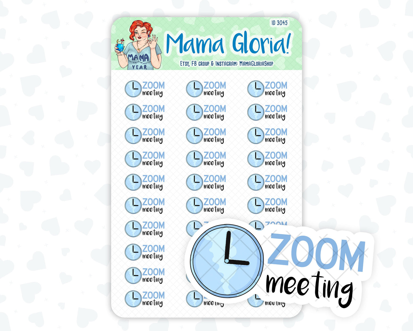 Zoom Meeting Script - Time - Appointment - Clock- Planner Stickers - Icon  - Stickers for planners, ID 3045