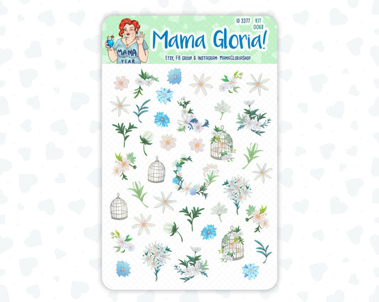 White Daisies Flower - May - Spring - Decorative Stickers For Planners - Erin Condren - Happy Planner Kit - 0068, ID 3377