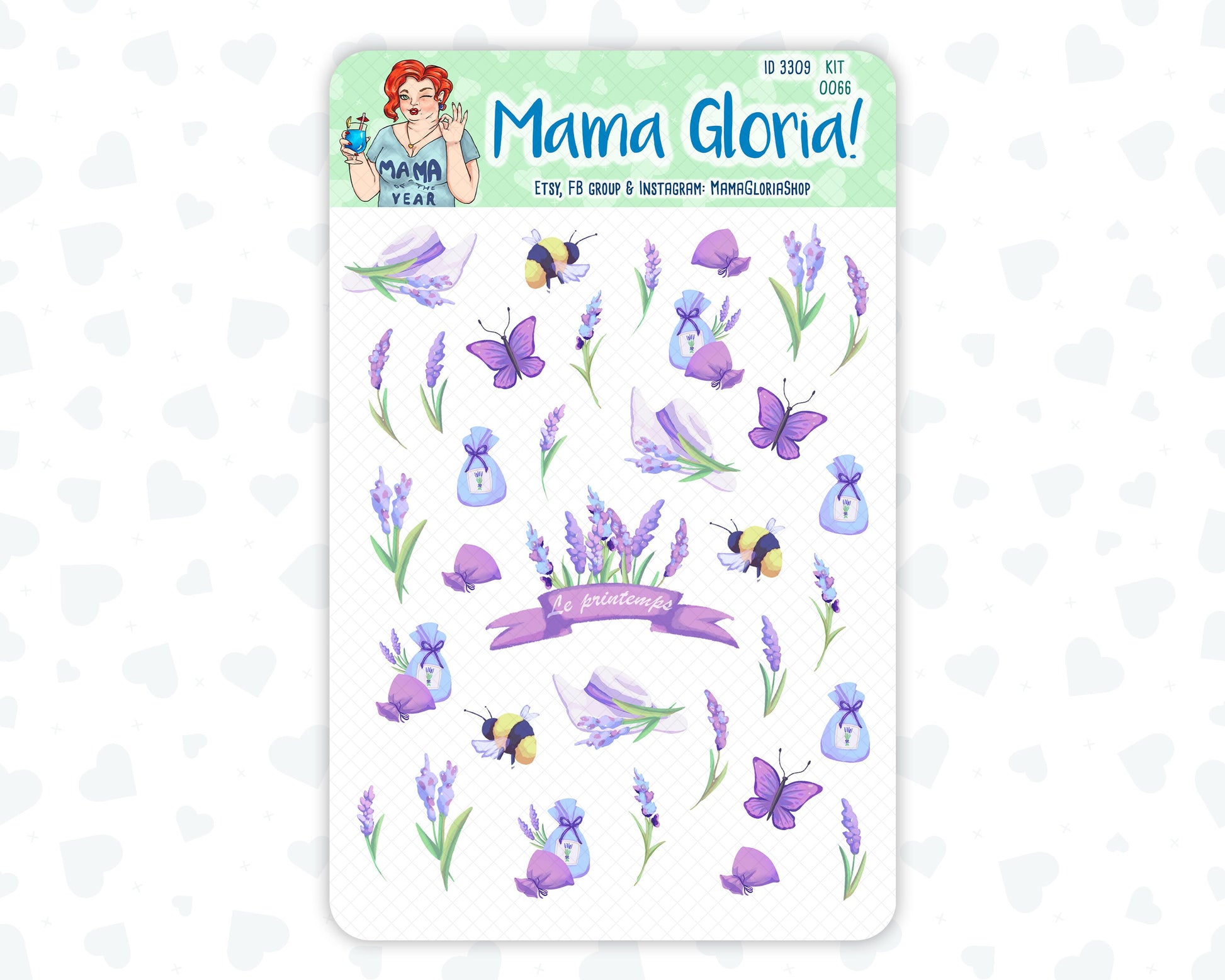 Lavender Paradise - May - Spring - Decorative Stickers For Planners - Erin Condren - Happy Planner Kit - 0066, ID 3309