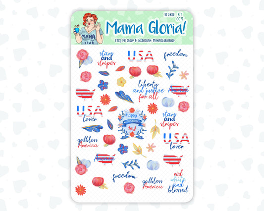 Land of Freedom - Decorative Stickers For Planners - Erin Condren - Happy Planner Kit - 0072, ID 3489