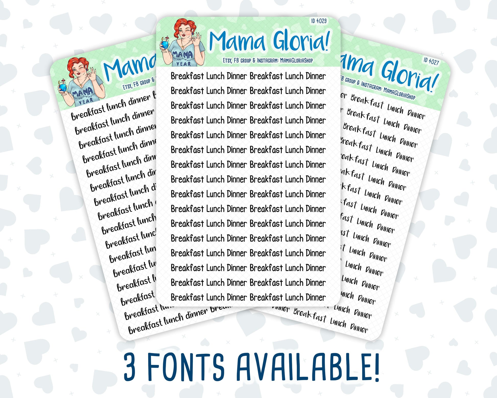 Breakfast, Lunch, Dinner - Script Stickers For Planners - Erin Condren - Happy Planner