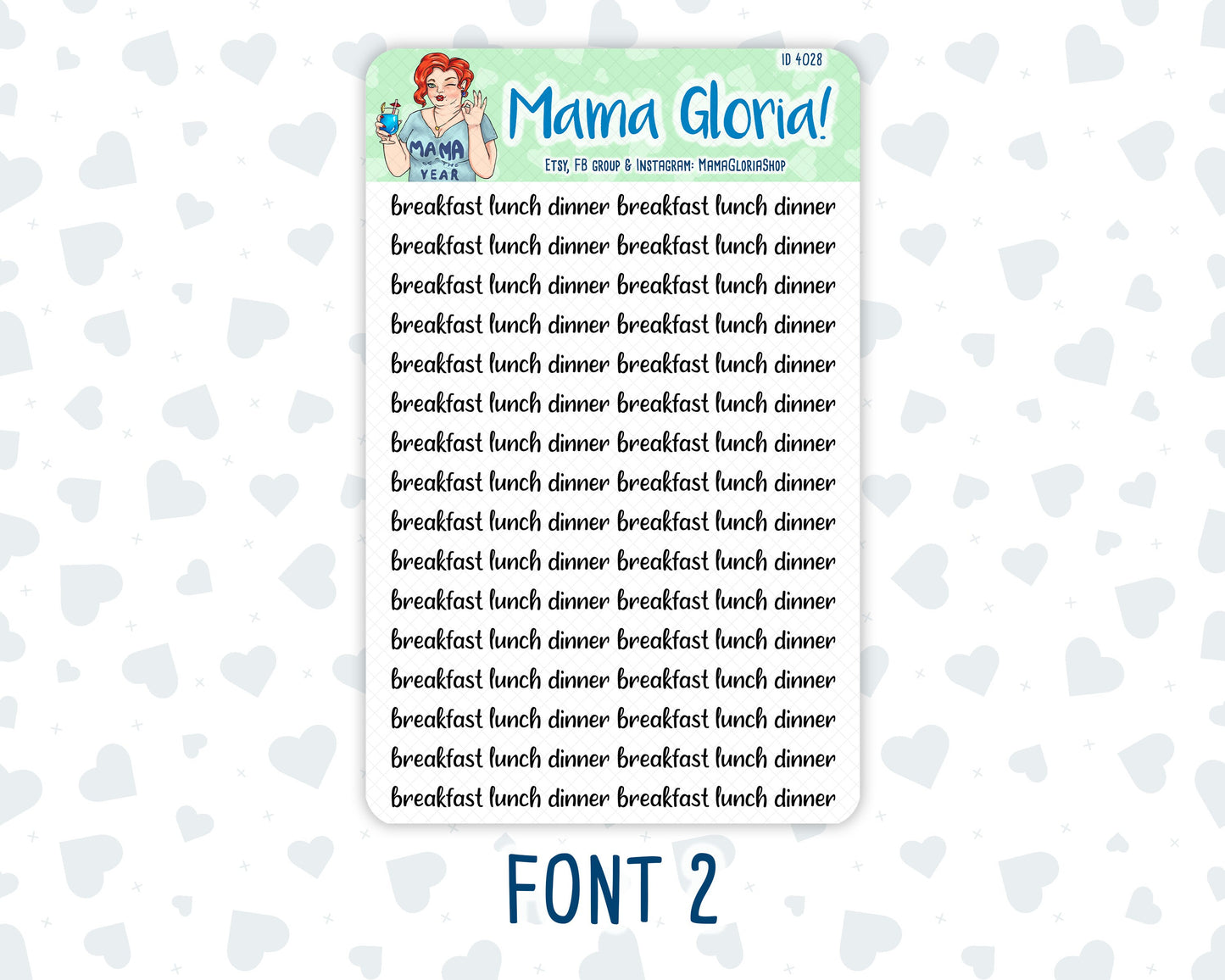 Breakfast, Lunch, Dinner - Script Stickers For Planners - Erin Condren - Happy Planner