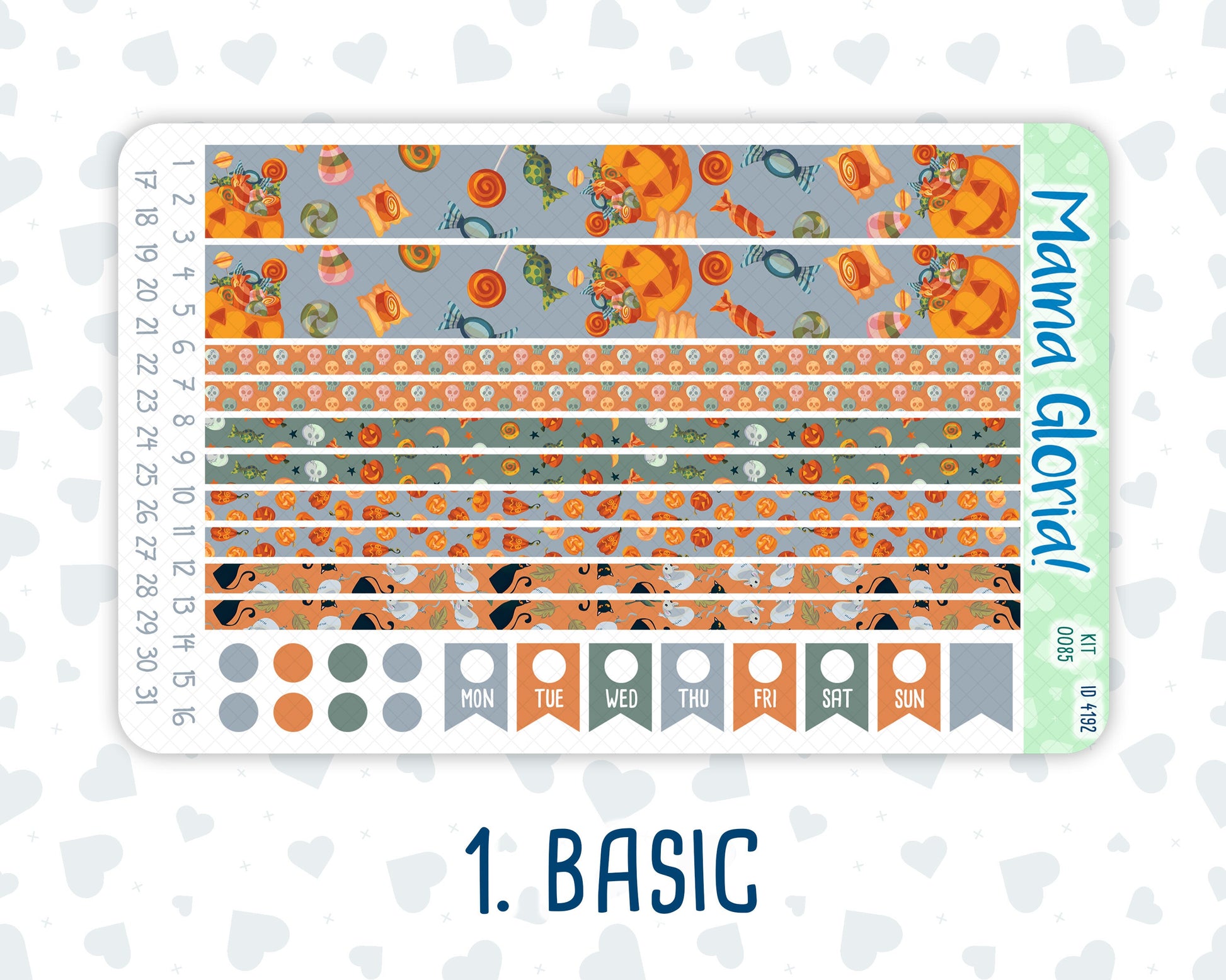 Kit 0085- 7x9 -Trick or Treat - October - Autumn Fall - Weekly Kit For EC Horizontal Planners