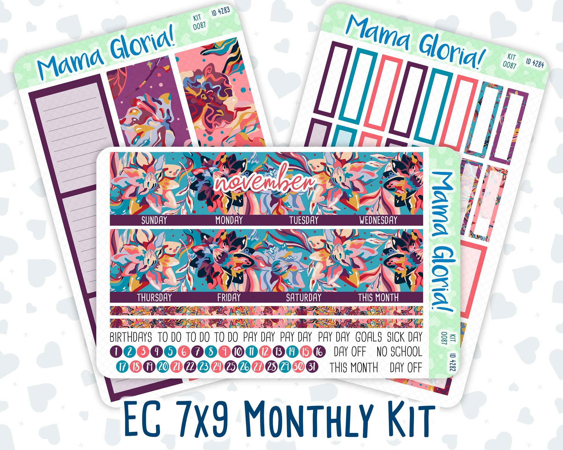 Kit 0087 -7x9 - Monthly - Splash - November - Autumn Fall- For EC Planners