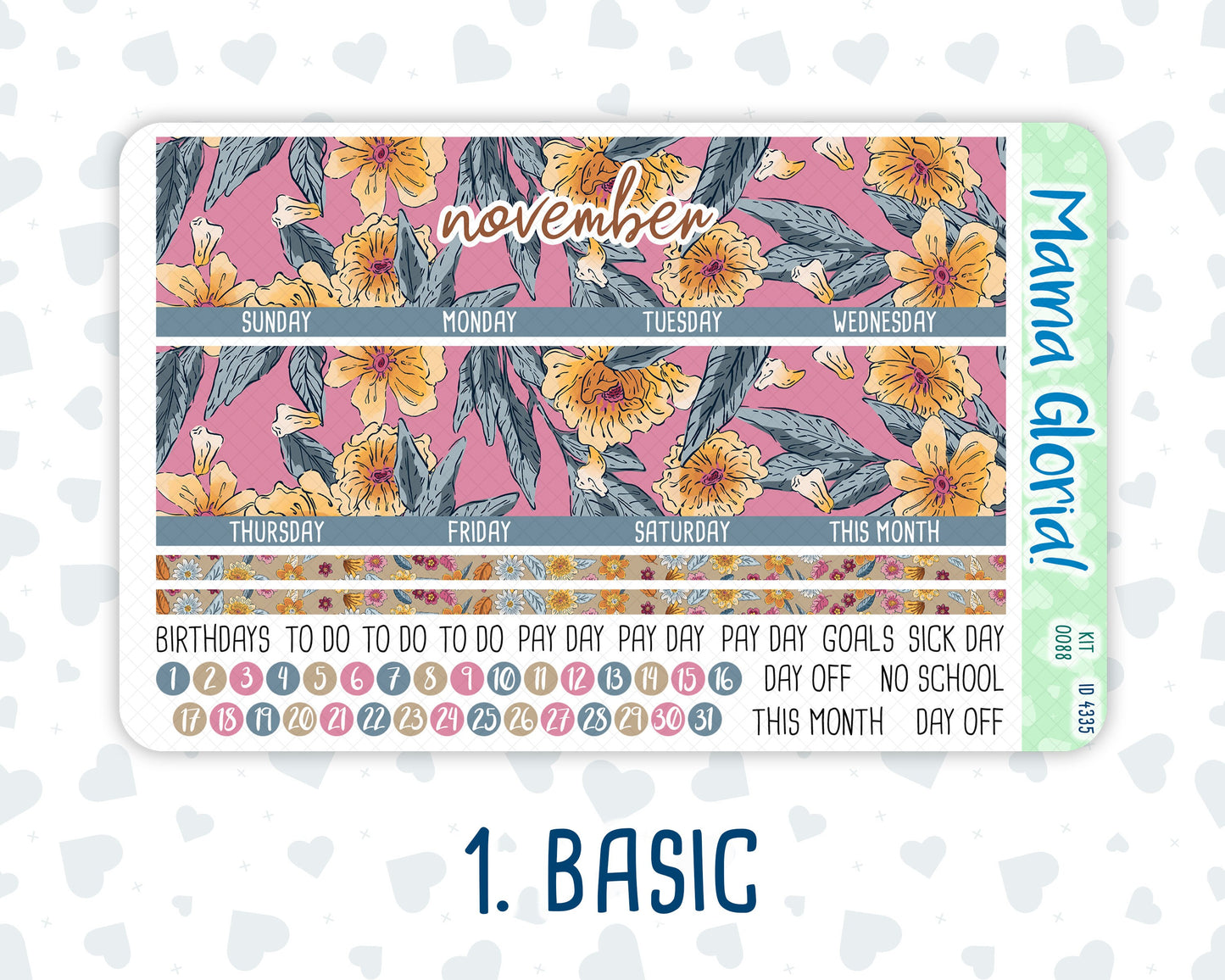 Kit 0088 -7x9 - Monthly - Late Flowers - November - Autumn Fall- For EC Planners