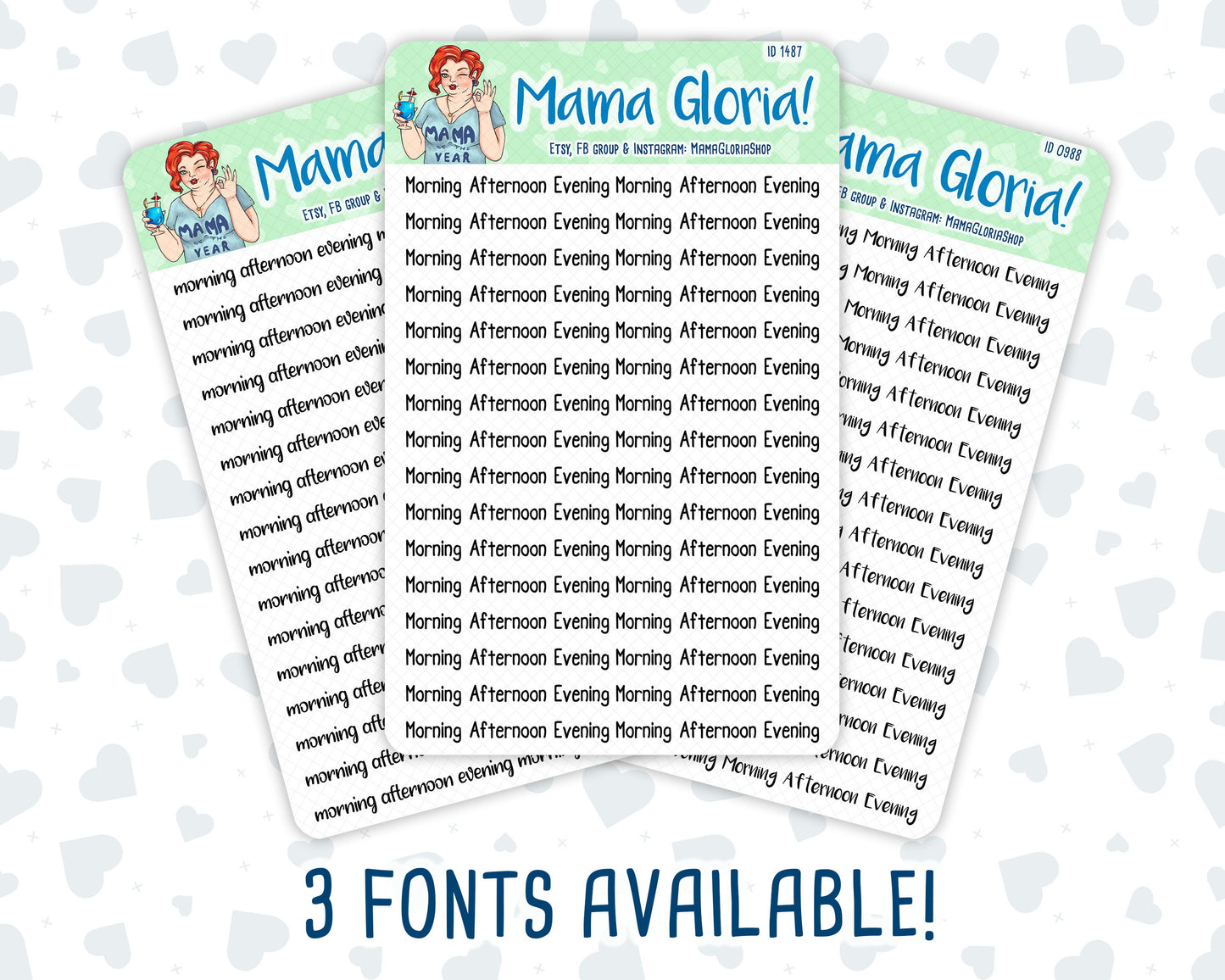 Morning, Afternoon, Evening - Script Stickers For Planners - Erin Condren - Happy Planner