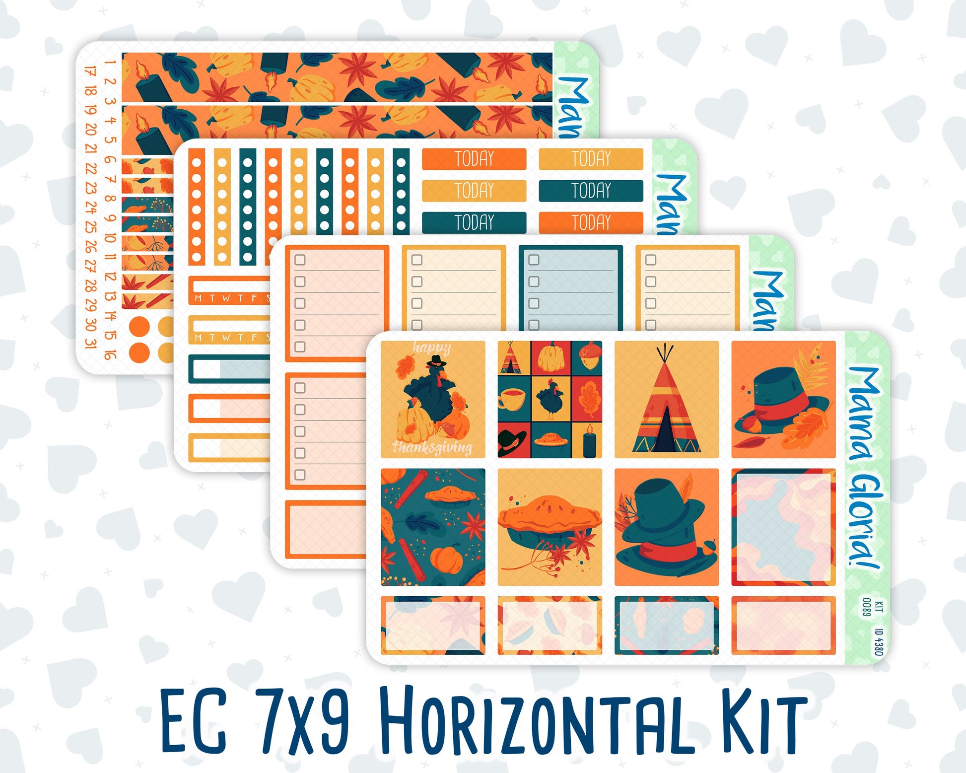 Kit 0089 - 7x9 - Thanksgiving Time - November - Autumn Fall - Weekly Kit For EC Horizontal Planners