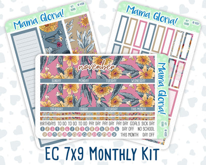 Kit 0088 -7x9 - Monthly - Late Flowers - November - Autumn Fall- For EC Planners