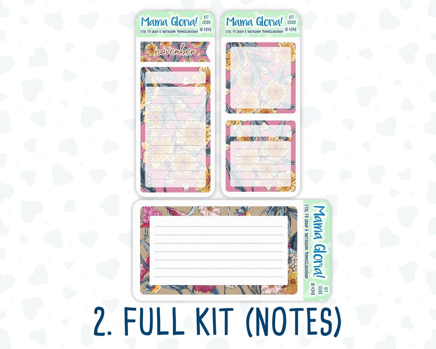 Kit 0088 -A5 - Late Flowers - November - Autumn Fall - Notes Pages - Dashboard Kit - Productivity Page