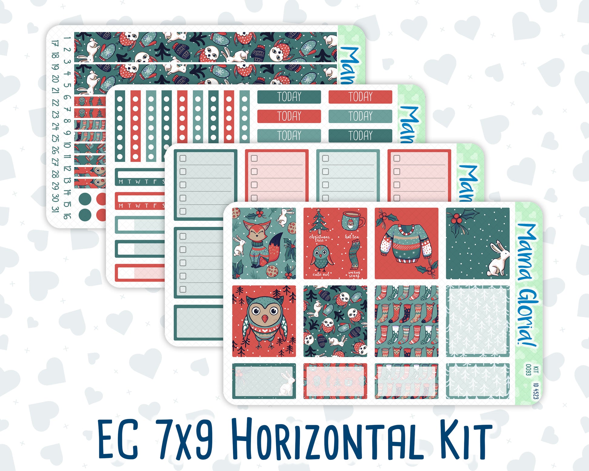 Kit 0093 - 7x9 - Merry x-mas  -December - Winter- Weekly Kit For EC Horizontal Planners