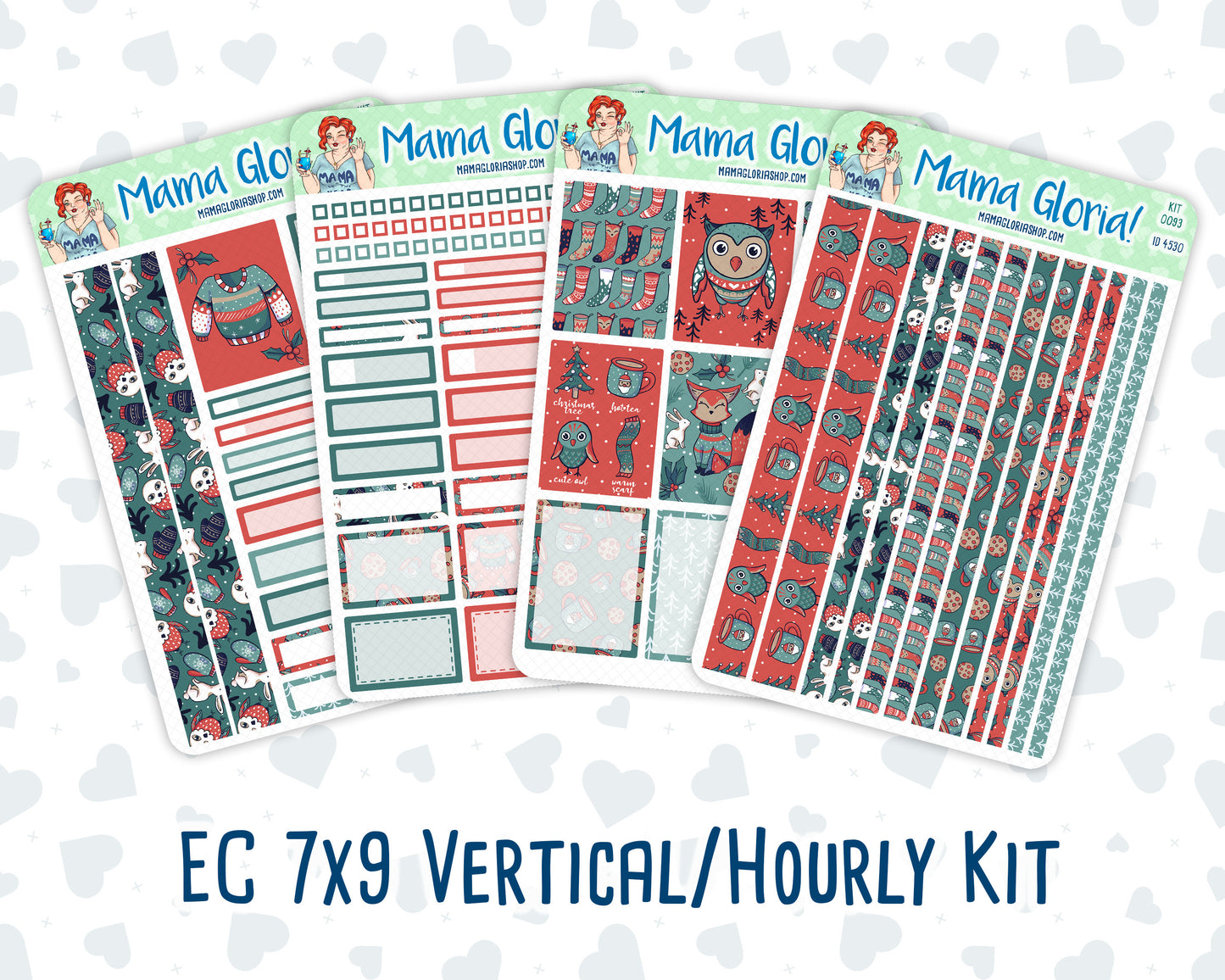 Kit 0093 -7x9 - Merry x-mas   - December - Winter - Weekly Kit For Vertical And Hourly EC Planners