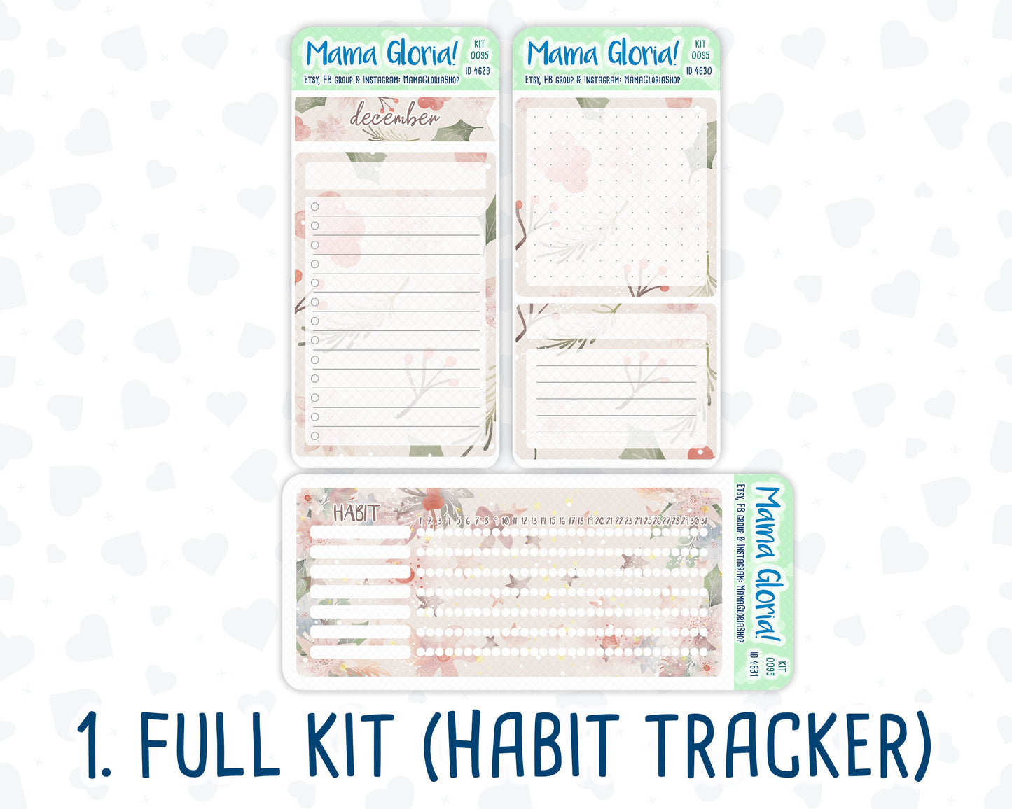 Kit 0095 -7x9 - Dreams Come True- December - Winter - Notes Pages - Dashboard Kit - Productivity Page