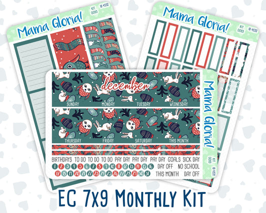 Kit 0093 -7x9 - Monthly - Merry x-mas - December - Winter- For EC Planners