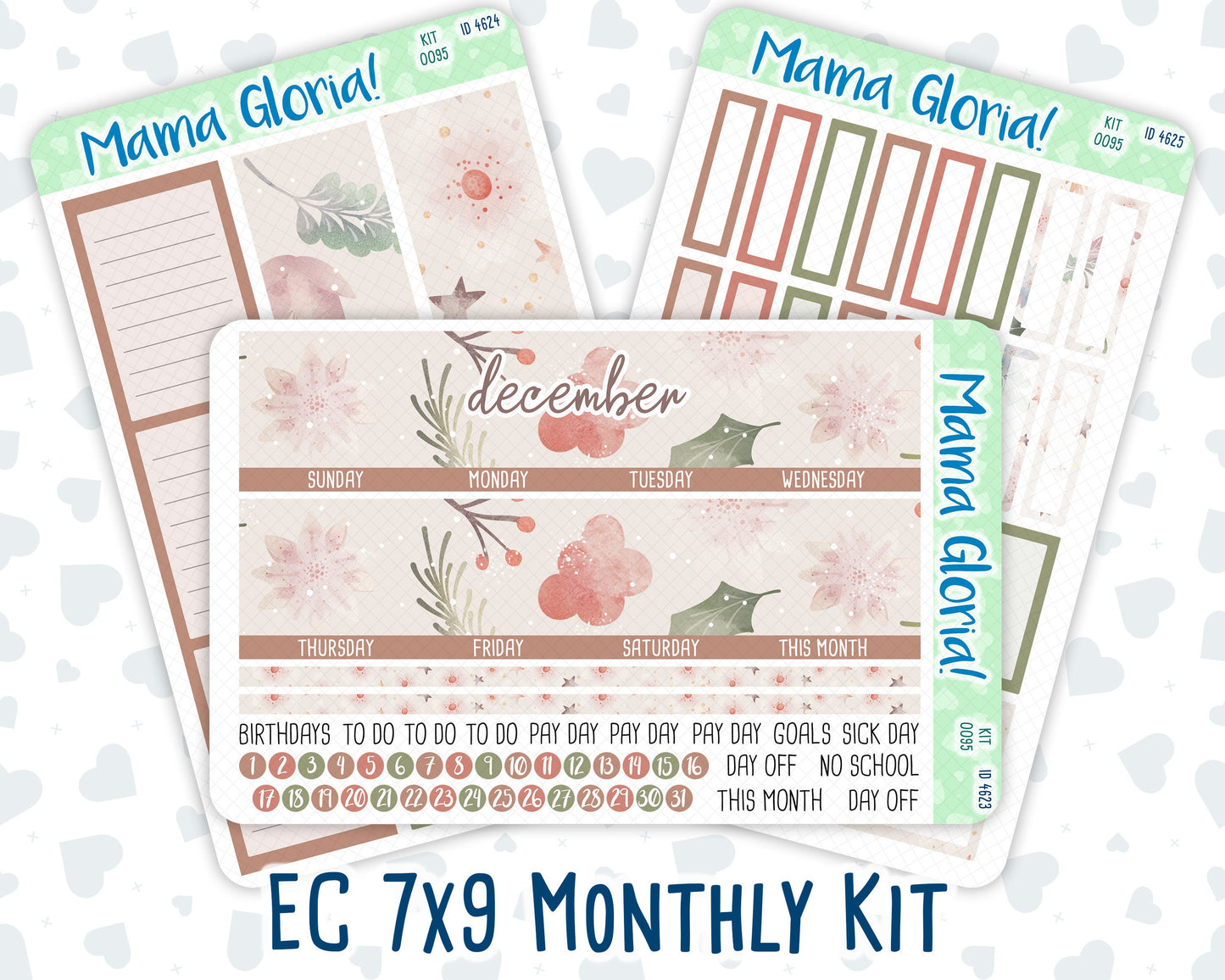 Kit 0095 -7x9 - Monthly - Dreams Come True - December - Winter- For EC Planners