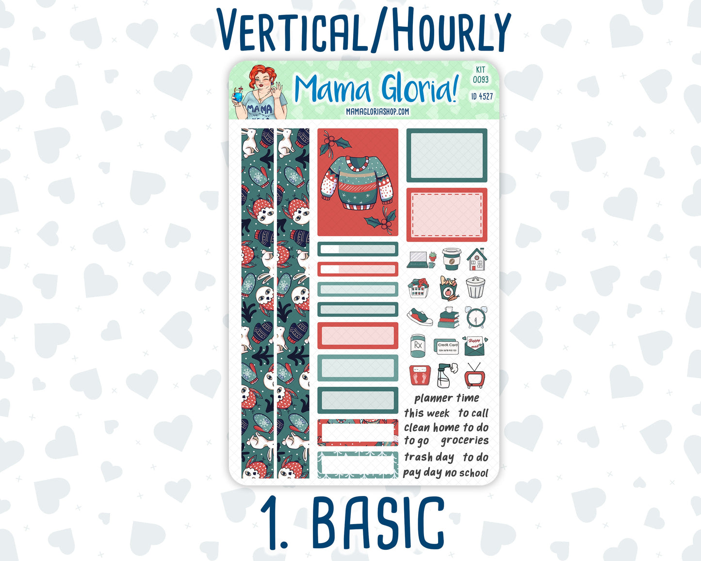 Kit 0093 -7x9 - Merry x-mas   - December - Winter - Weekly Kit For Vertical And Hourly EC Planners