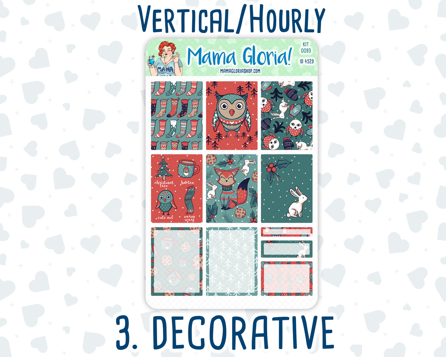 Kit 0093 -7x9 - Merry x-mas   - December - Winter - Weekly Kit For Vertical And Hourly EC Planners