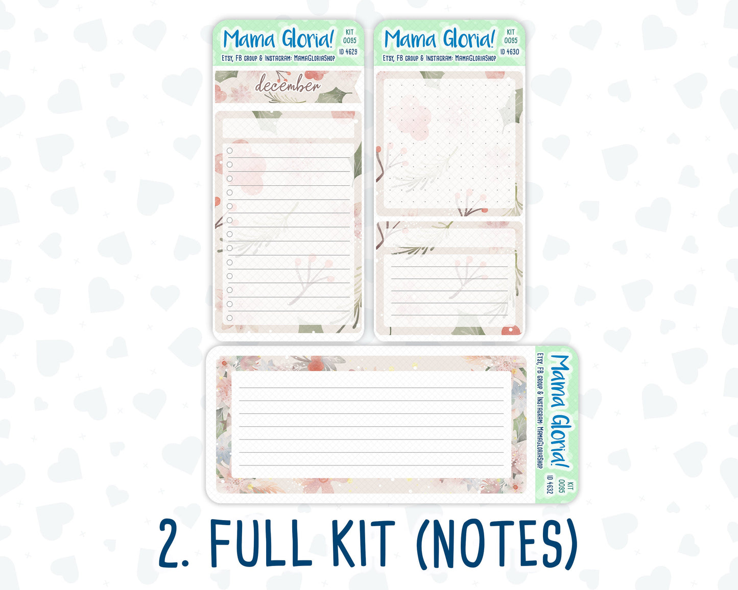 Kit 0095 -7x9 - Dreams Come True- December - Winter - Notes Pages - Dashboard Kit - Productivity Page