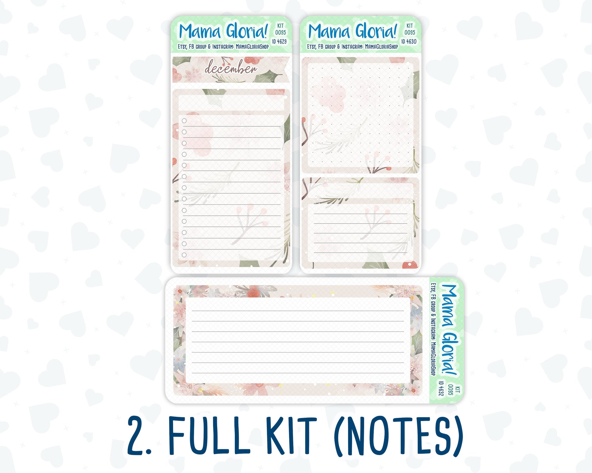 Kit 0095 -7x9 - Dreams Come True- December - Winter - Notes Pages - Dashboard Kit - Productivity Page