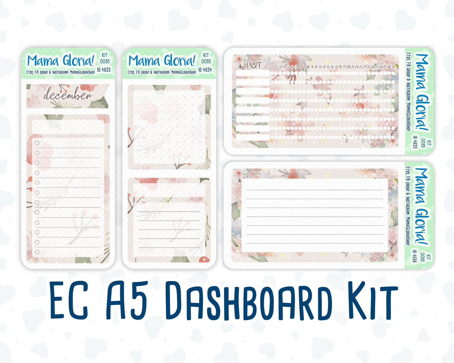 Kit 0095 -A5 - Dreams Come True - December - Winter - Notes Pages - Dashboard Kit - Productivity Page