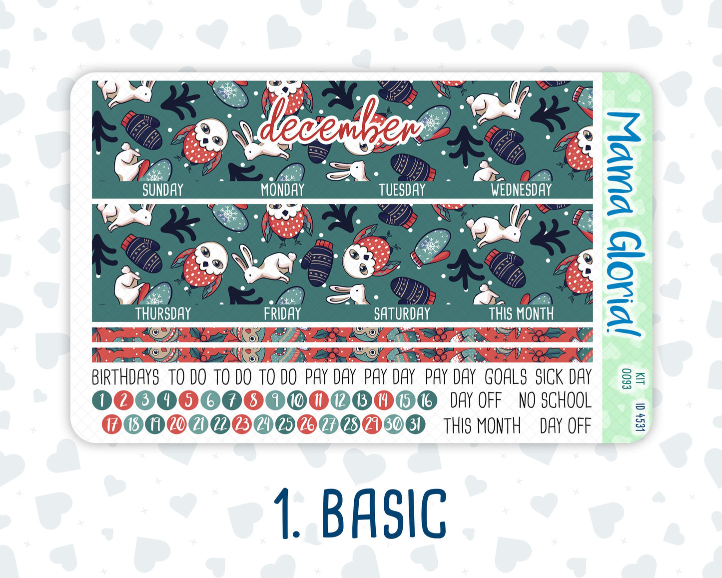 Kit 0093 -7x9 - Monthly - Merry x-mas - December - Winter- For EC Planners