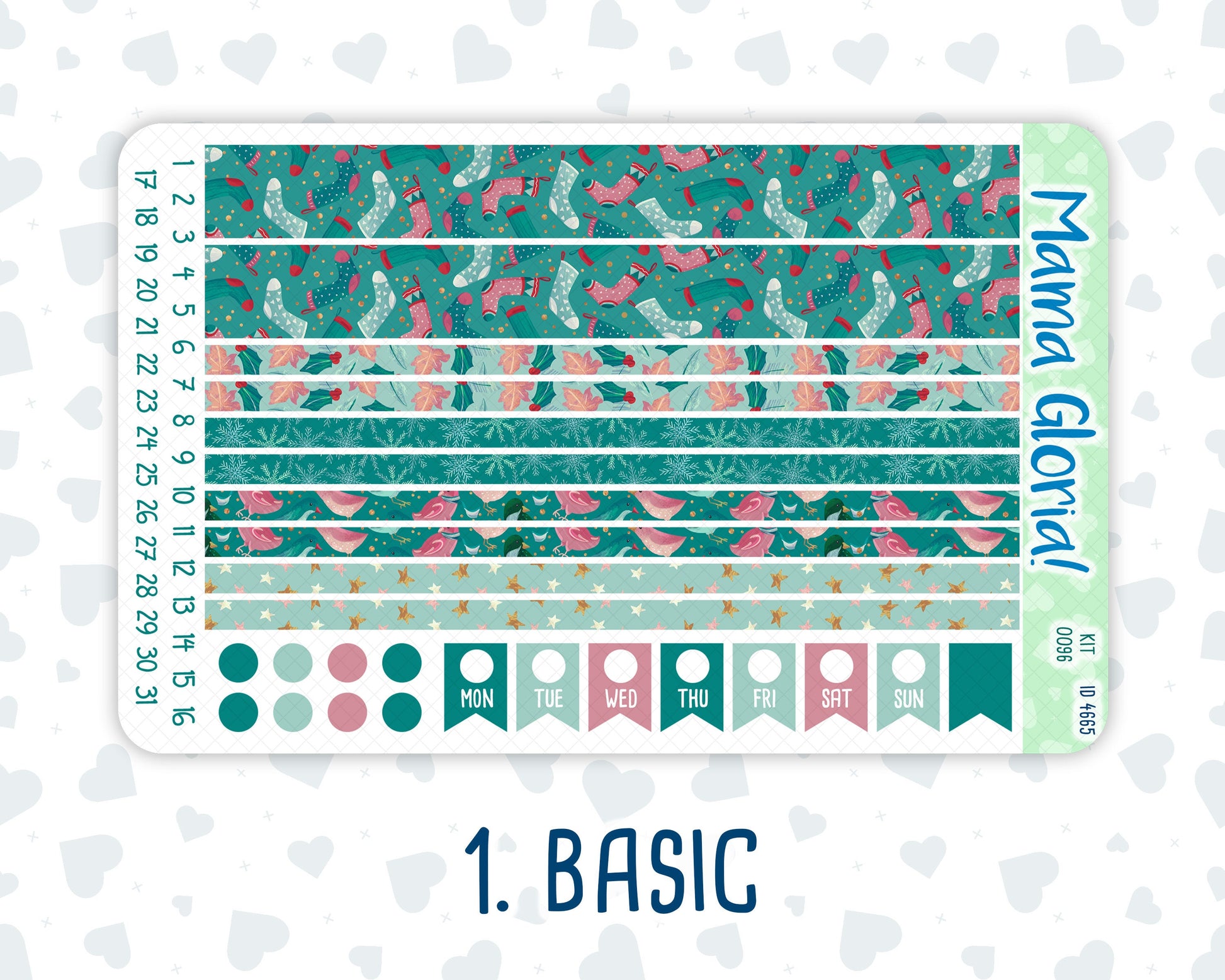 Kit 0096 - 7x9 - Winter Mood  -January - Winter- Weekly Kit For EC Horizontal Planners