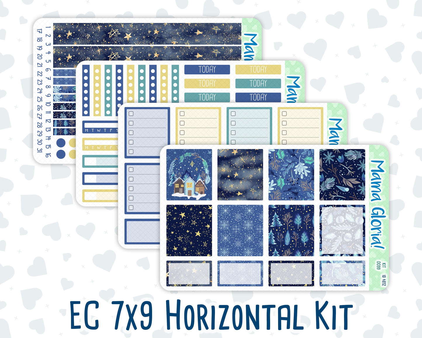 Kit 0099 - 7x9 - New Year In The Town -January - Winter- Weekly Kit For EC Horizontal Planners