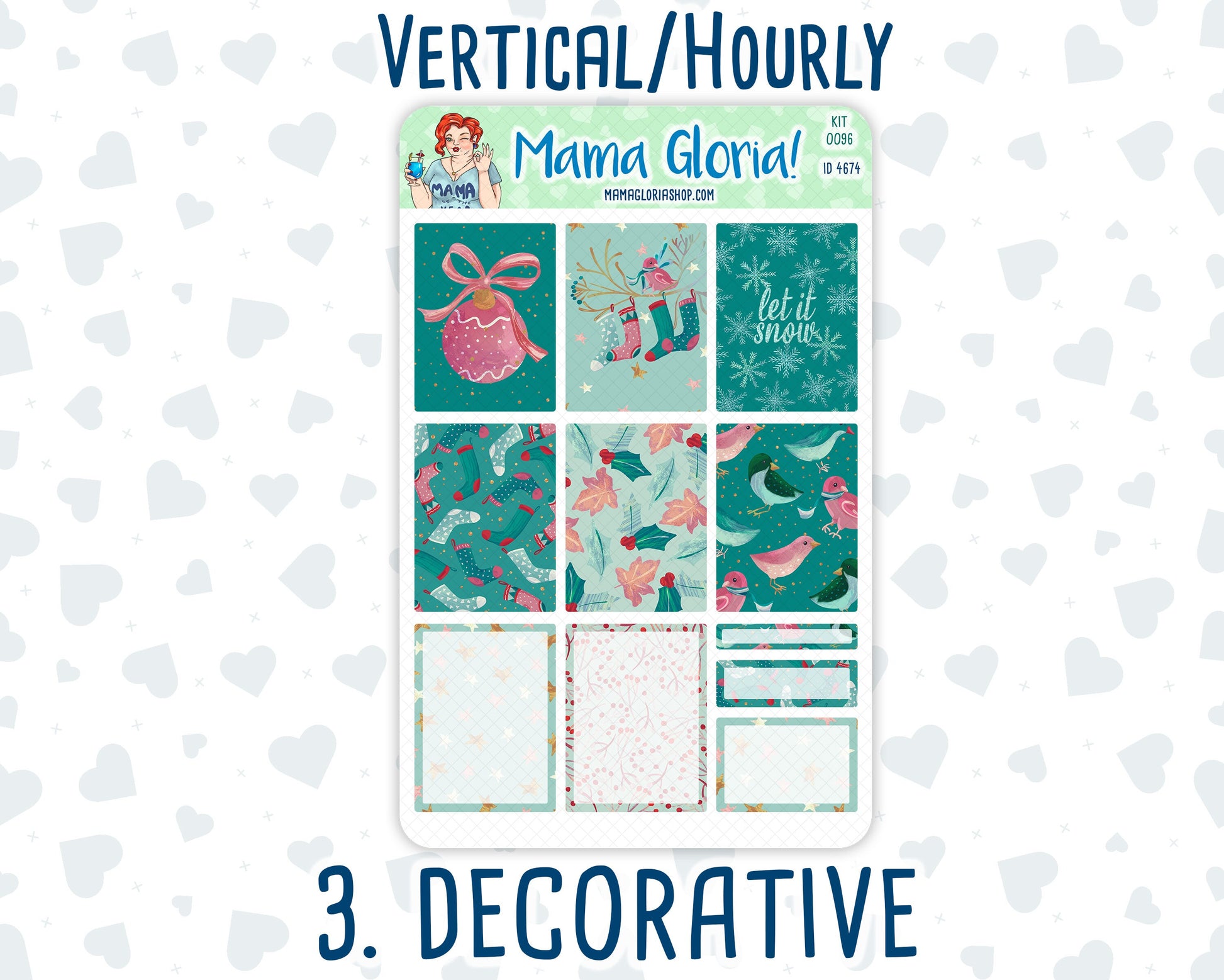 Kit 0096 -7x9 - Winter Mood   - January- Winter - Weekly Kit For Vertical And Hourly EC Planners