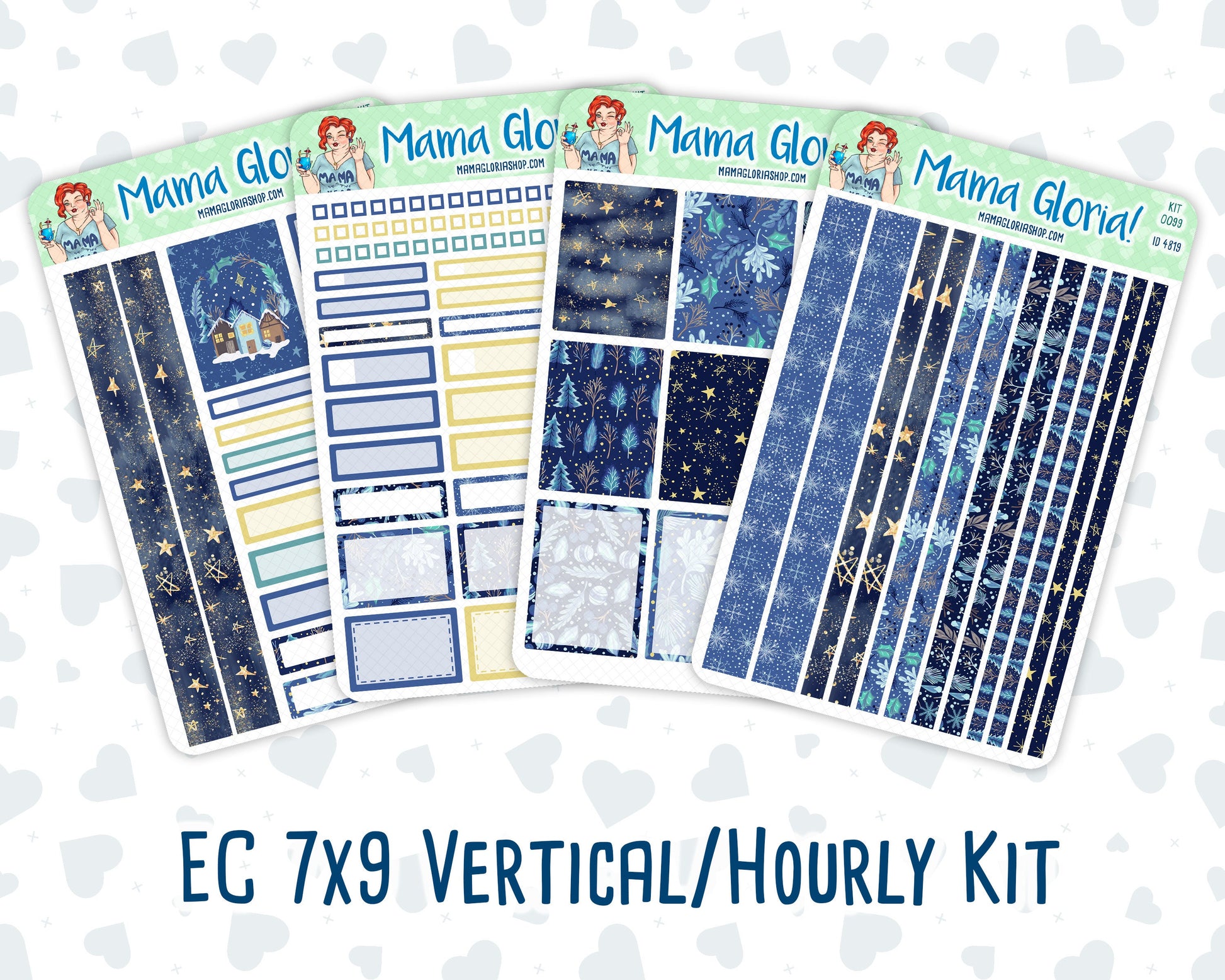 Kit 0099 -7x9 - New Year In The Town - January- Winter - Weekly Kit For Vertical And Hourly EC Planners