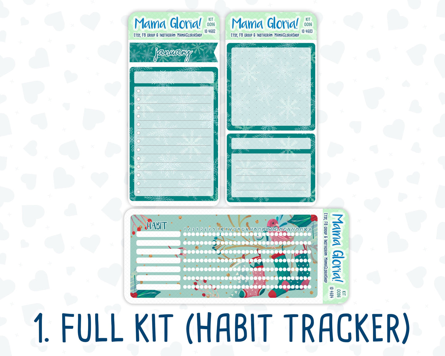 Kit 0096 -7x9 - Winter Mood - January - Winter - Notes Pages - Dashboard Kit - Productivity Page