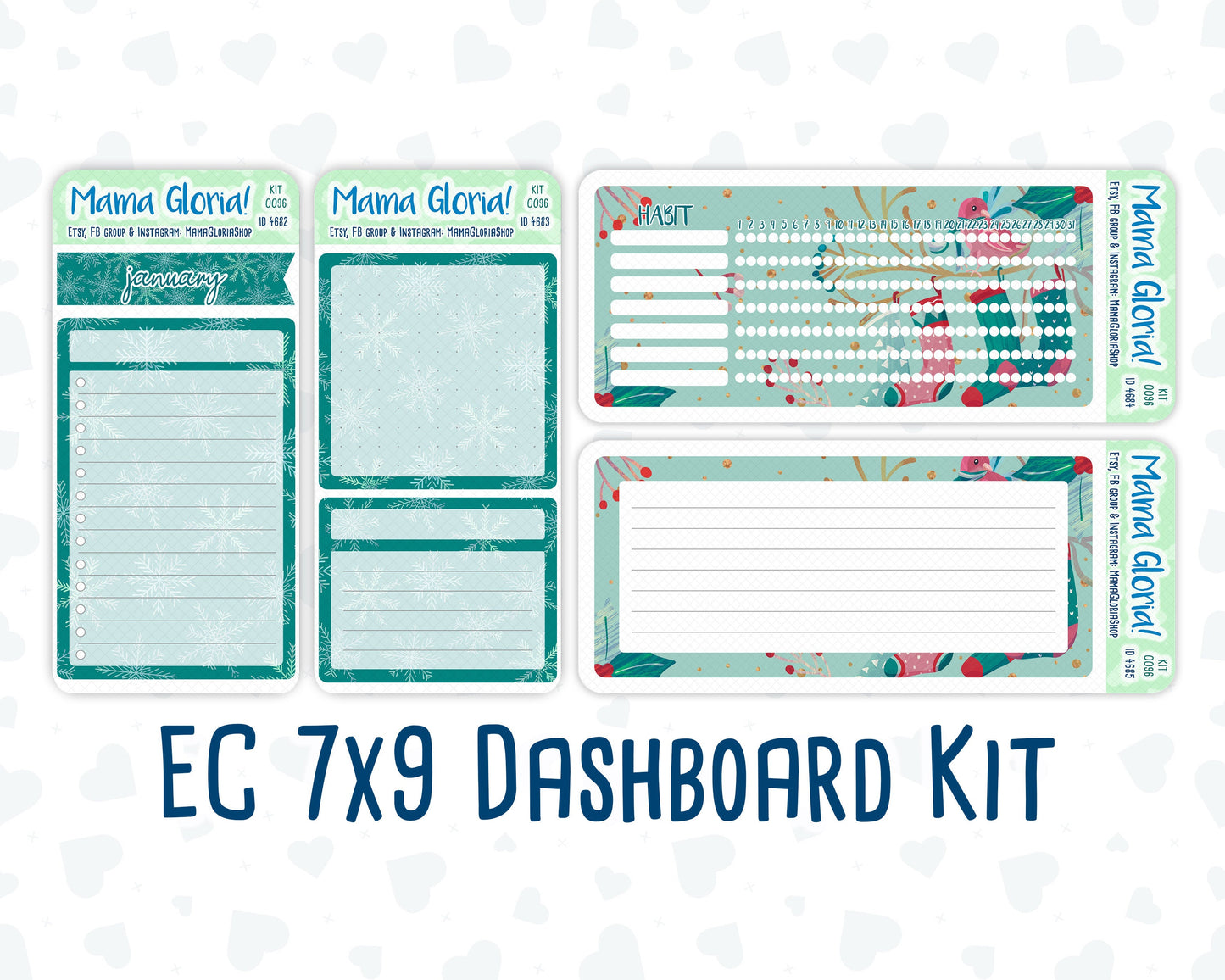 Kit 0096 -7x9 - Winter Mood - January - Winter - Notes Pages - Dashboard Kit - Productivity Page