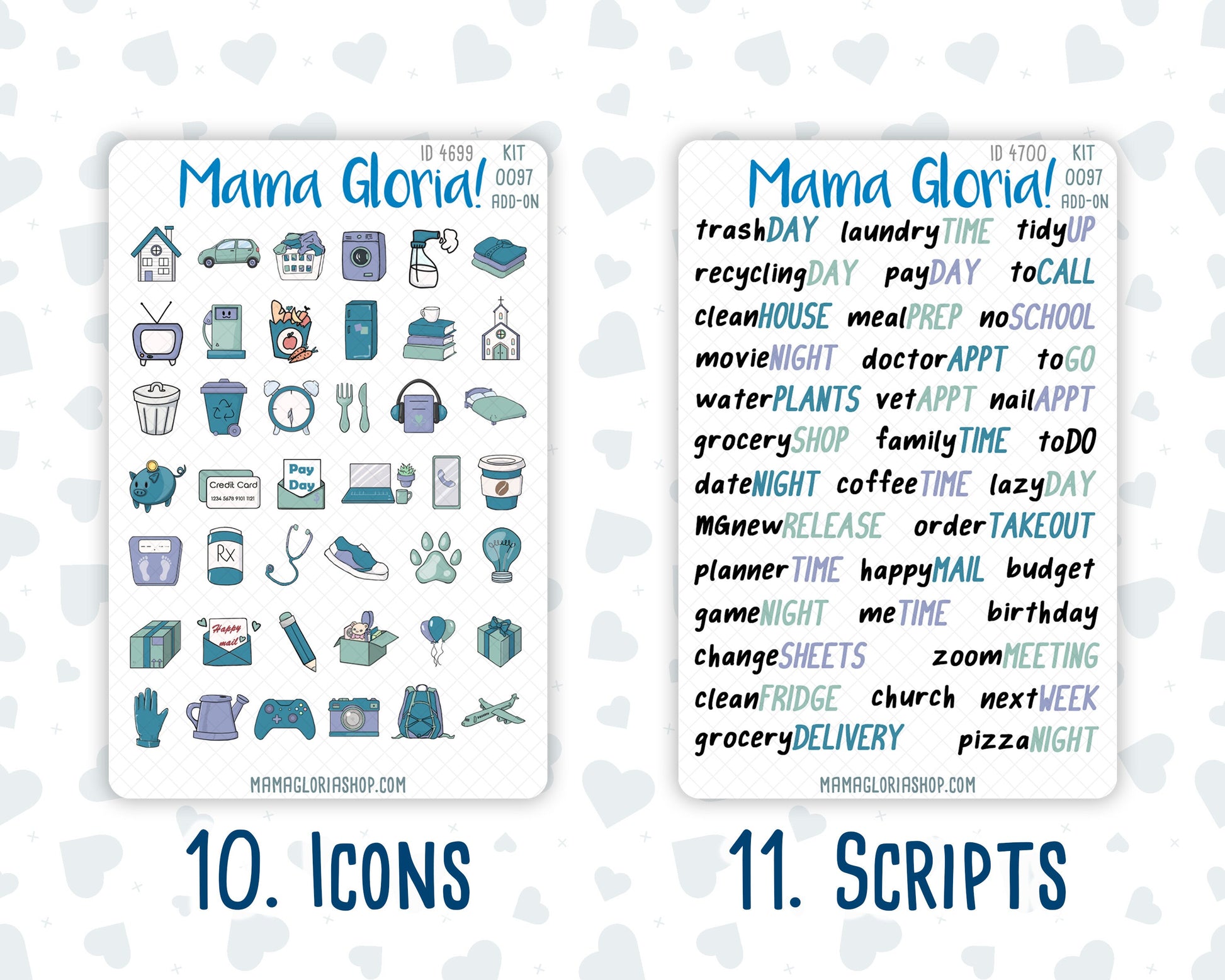 Kit 0097 Add Ons  -Frozen Flowers - January - Planner Stickers - Kit 2023