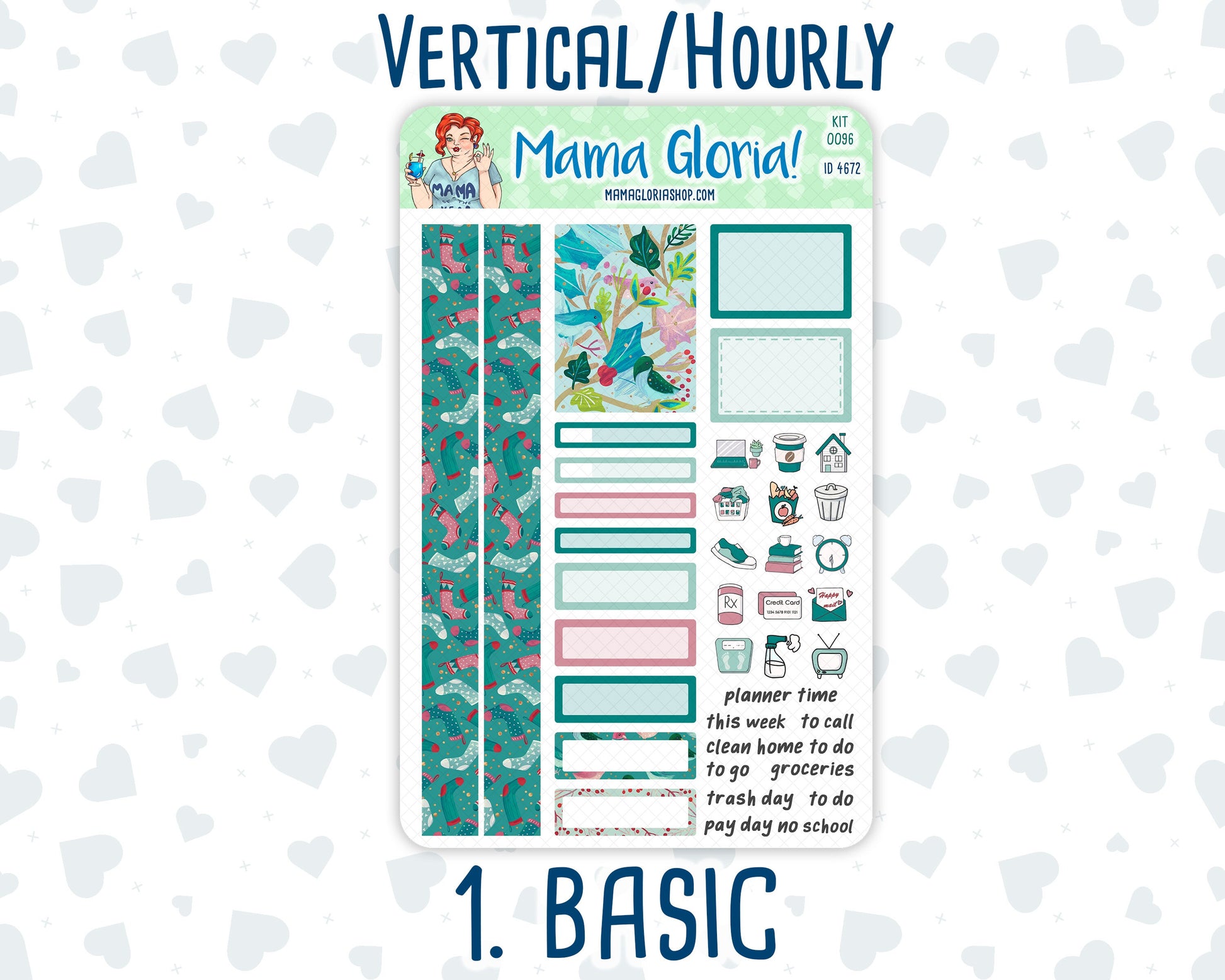 Kit 0096 -7x9 - Winter Mood   - January- Winter - Weekly Kit For Vertical And Hourly EC Planners