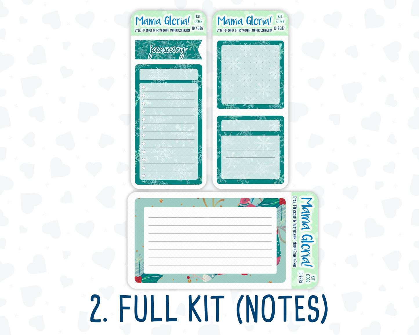 Kit 0096 -A5 - Winter Mood - January- Winter - Notes Pages - Dashboard Kit - Productivity Page